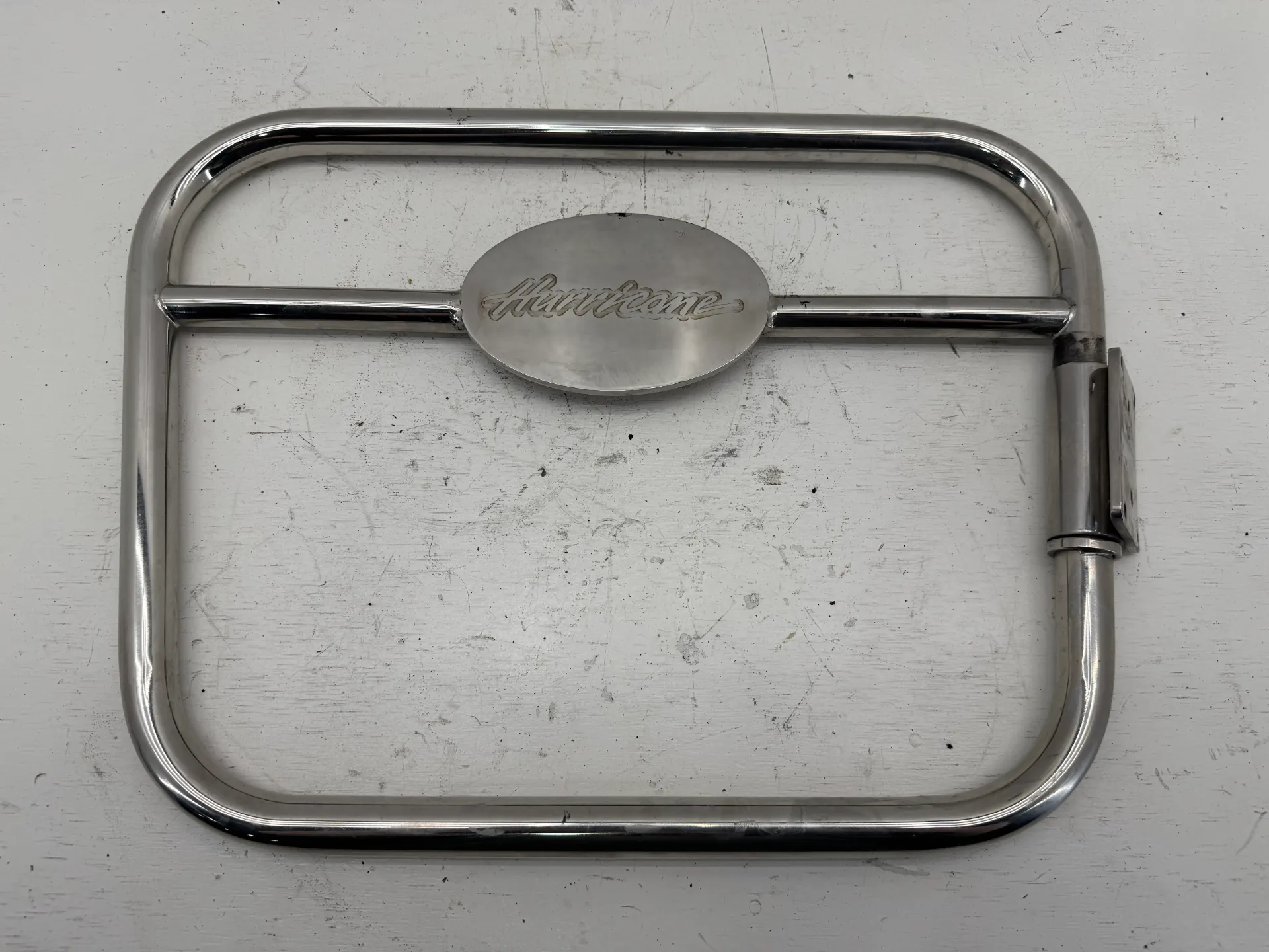 2009 OEM Hurricane FunDeck 202 GS Stainless Steel Boarding Gate w/ Hurricane Emblem