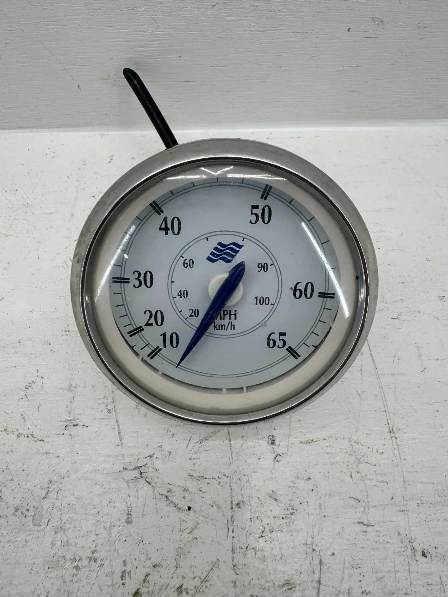 2006 Four Winns Faria 0-65 MPH Marine Speedometer Gauge White Face Blue Pointer