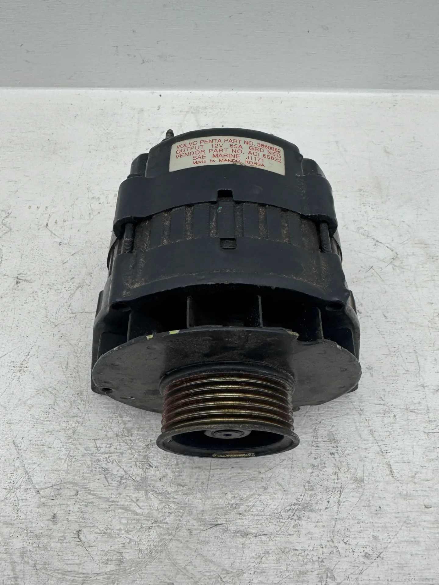 OEM Volvo Penta 12V 65 Amp Marine Alternator P/N 3860082 ACI 65622 Serpentine Pulley
