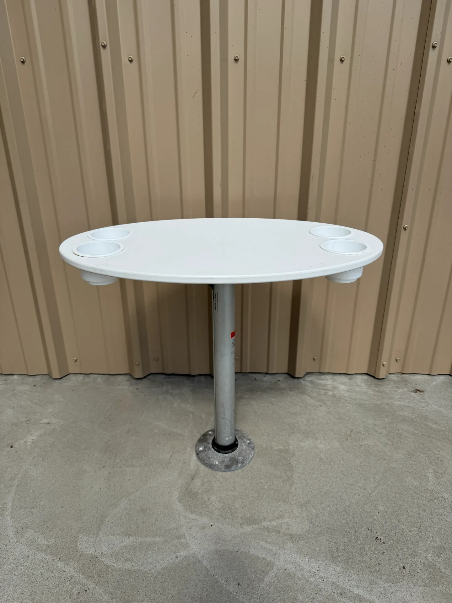 [10585] OEM NauticStar Removable Marine Cockpit Table w/ Pedestal Base & 4 Cup Holders White
