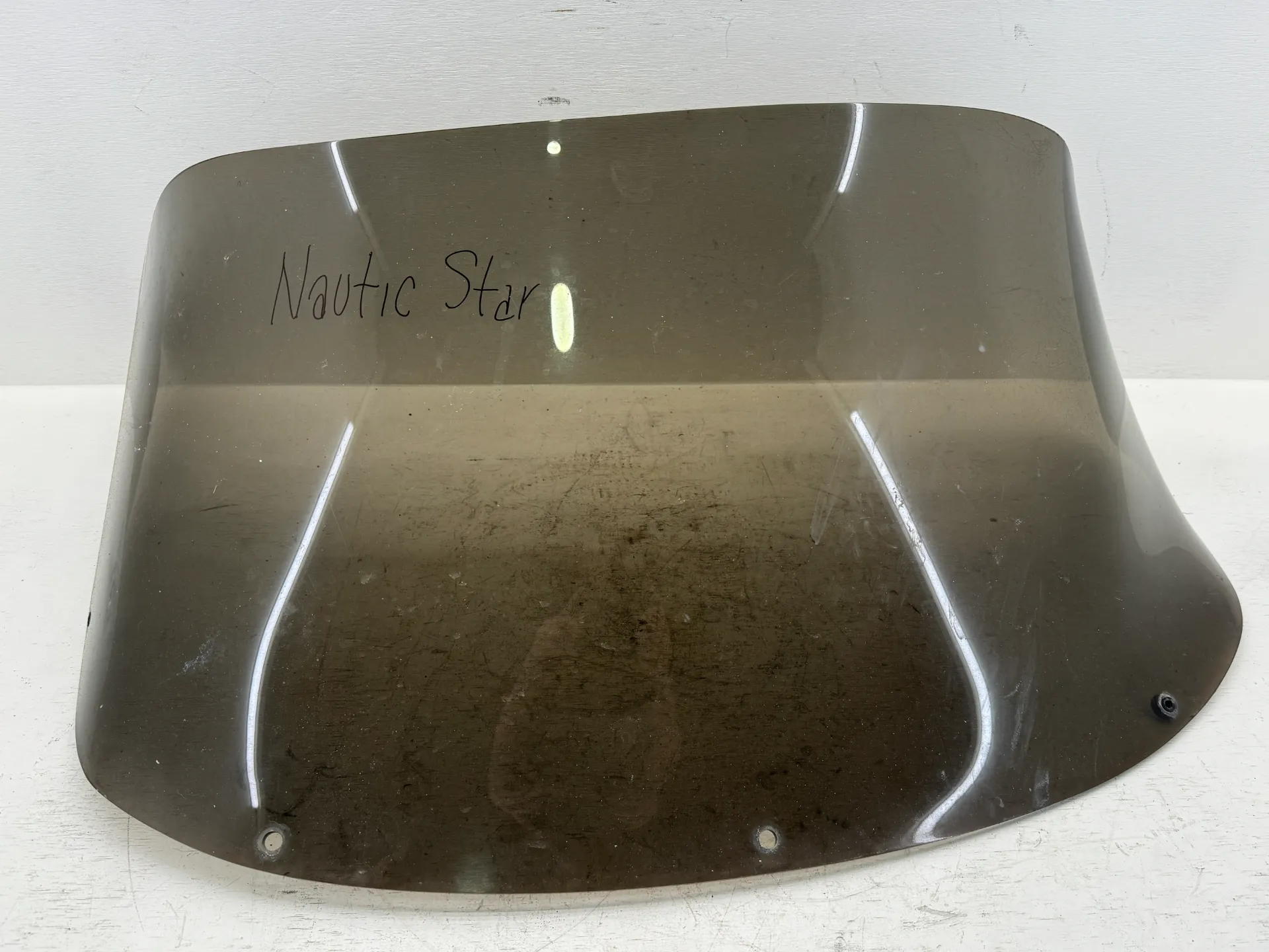 OEM 2007 NauticStar 210 Smoked Acrylic Boat Windshield 33" Curved Replacement