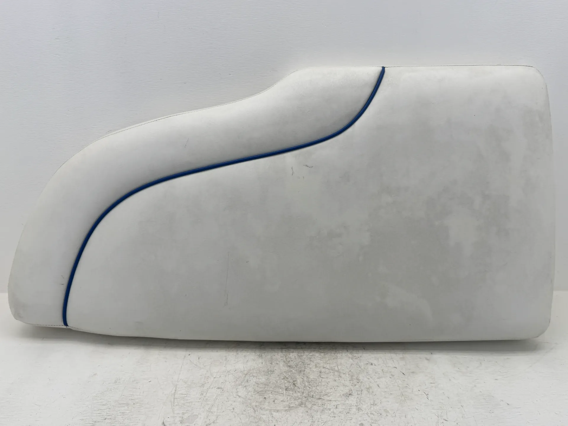 2005 Crownline OEM Boat Seat Cushion White Vinyl Blue Piping 42" x 22"