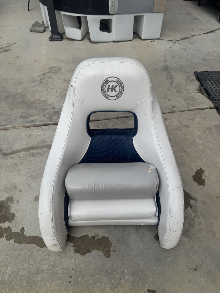 2002 Harris-Kayot Captain's Boat Seat – White & Blue Marine Helm Chair