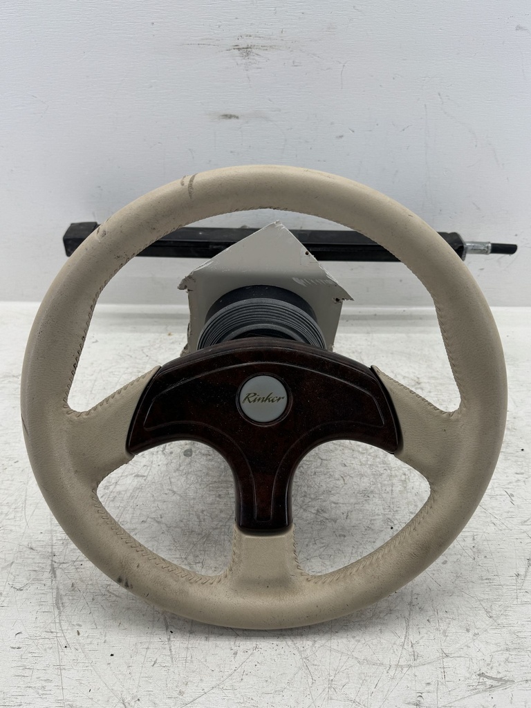 OEM 1999 Rinker Boat Steering Wheel Tilt Helm Rack Steering Assembly Beige Woodgrain